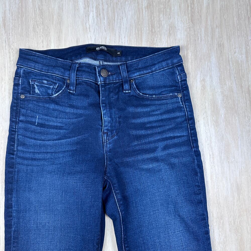 Hudson Nico Super Skinny Mid Rise Blue Dark Wash Casual Denim Jeans Women's 26 - Picture 3 of 16